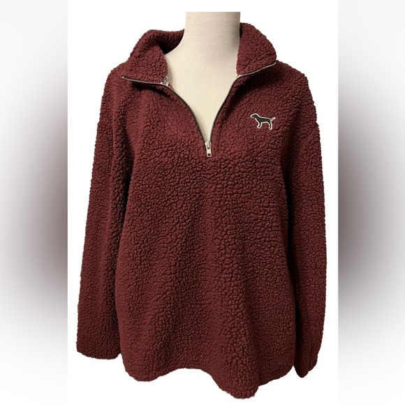 Pink Victoria's Secret Sweater Jacket, Purple Pullover with Zipper, Women’s Sz M - Picture 1 of 5